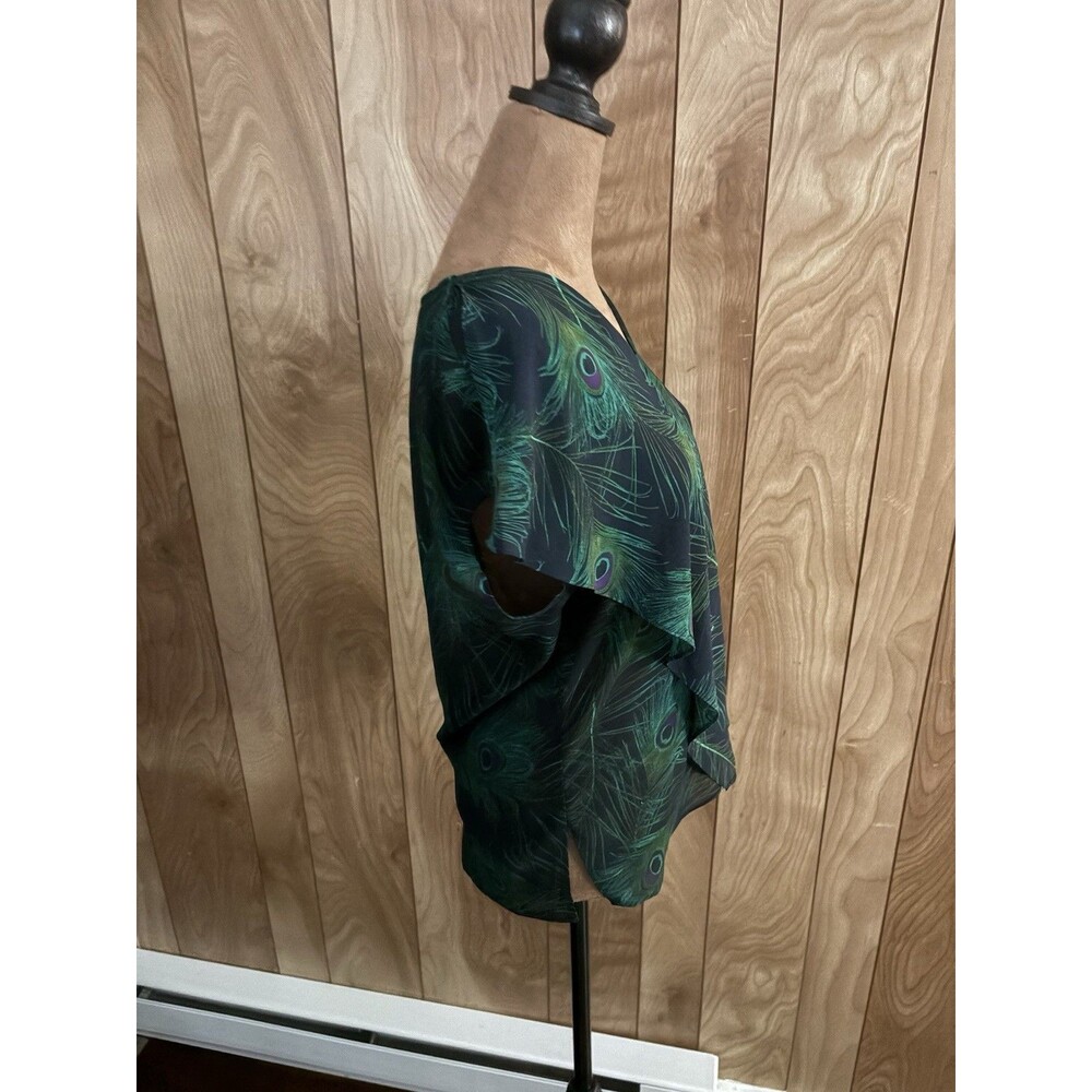 Michael Kors Women's Blouse Peacock‎ Print, Navy Green, Plus Size Small S - Picture 2 of 7